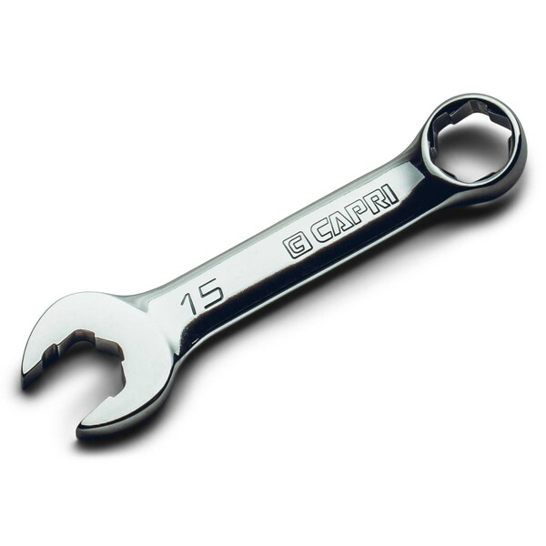 15 mm WaveDrive Pro Stubby Combination Wrench for Regular and Rounded Bolts